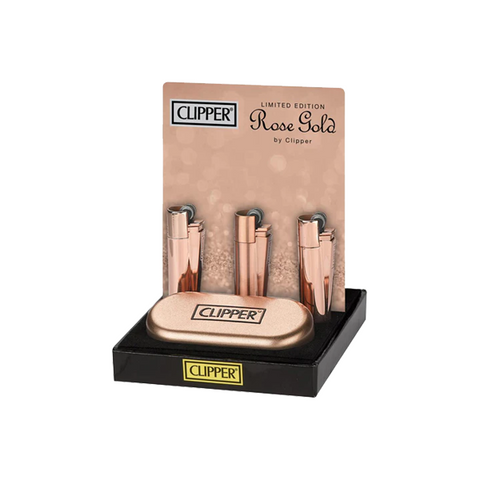 12 Clipper CMP11R Metal Flint Rose Gold Lighters - CM0S057UK